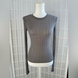 Zara Charcoal Ribbed Women's Long Sleeve Top | SMALL 🔥CLEAR THE CLOSET